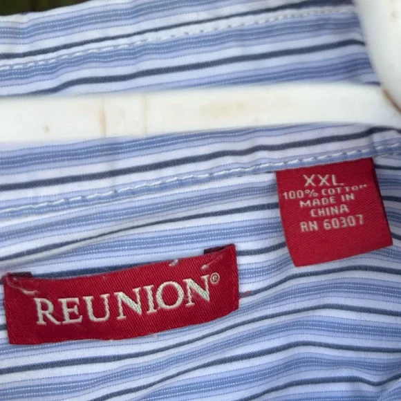 Reunion XXL cotton blue pinstripe button down shirt - Picture 4 of 6